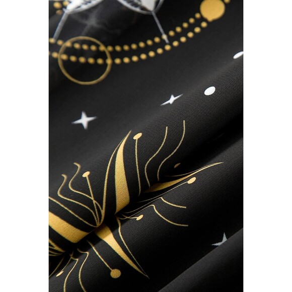 FEAPHY Witchy Dress XXL  Black Galaxy Sun Moon Star Chiffon High Low Costume - Picture 6 of 7